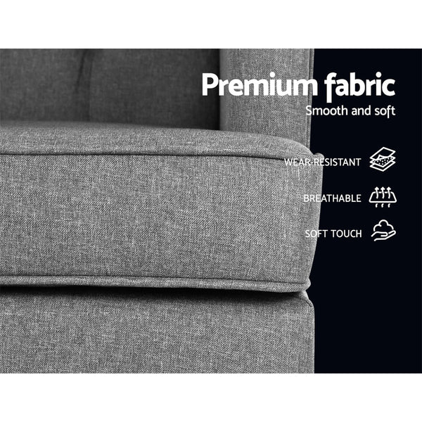 Artiss Rocking Armchair Feeding Chair Linen Fabric Armchairs Lounge Retro Grey Artiss