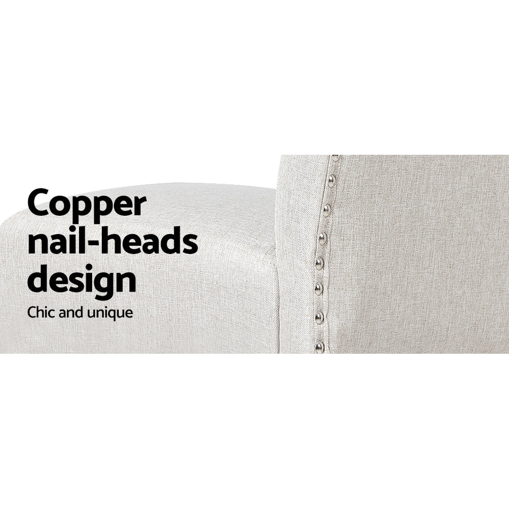 Artiss Bar Stools Kitchen Stool Wooden Barstools Linen Upholstered Chairs x2 Artiss