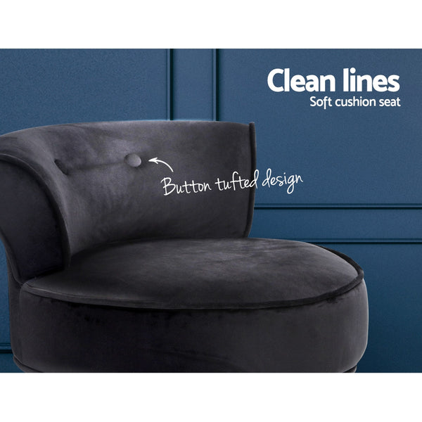 Artiss Velvet Vanity Stool Backrest Stools Dressing Table Chair Makeup Bedroom Black freeshipping - Awezingly