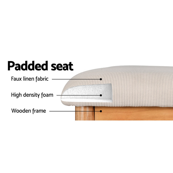 Artiss Dining Bench Upholstery Seat Stool Chair Cushion Furniture Oak 106cm Artiss