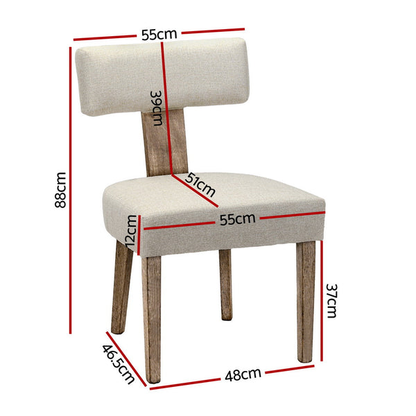 Artiss Milford Dining Chairs Beige Fabric Set of 2 Artiss