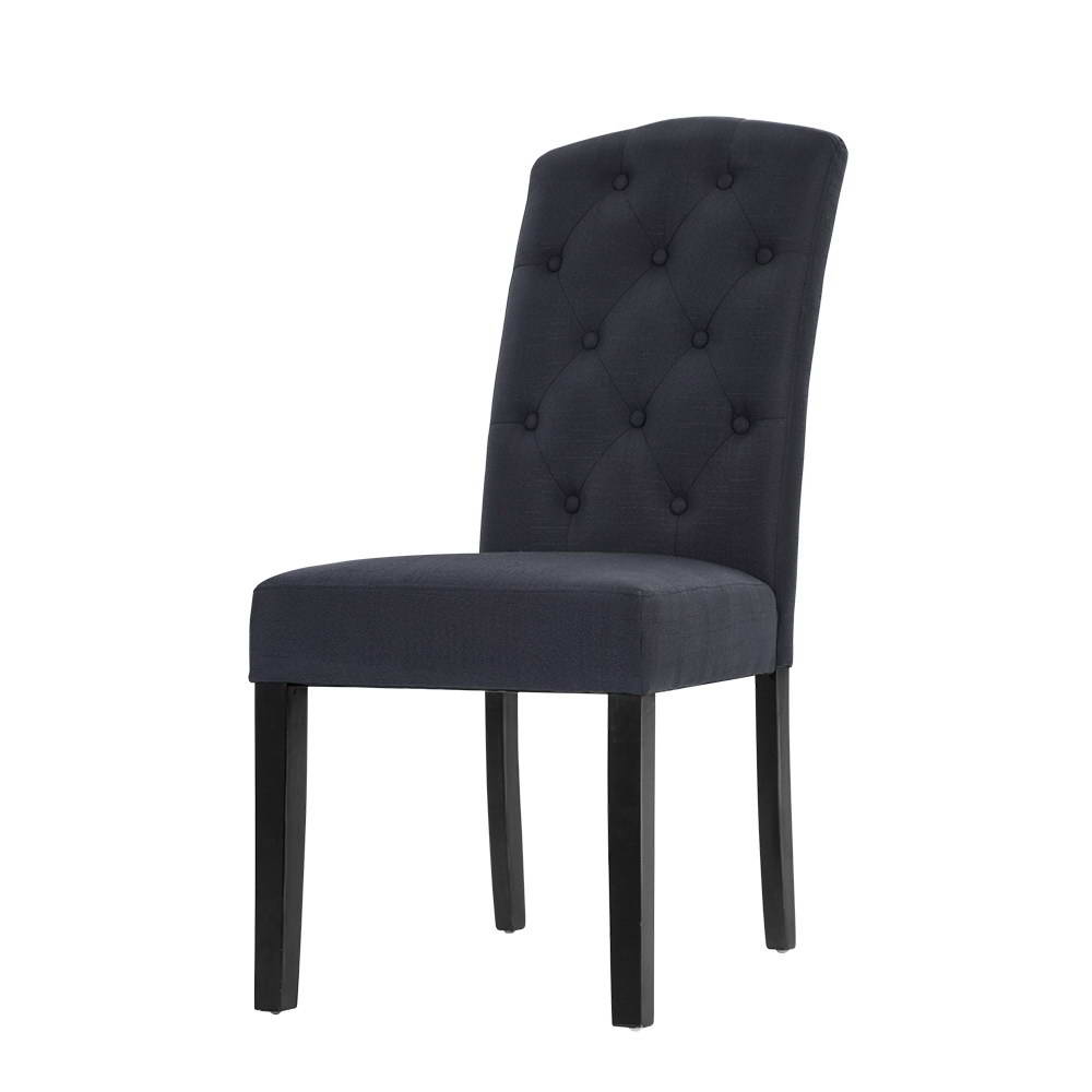 Artiss 2x Dining Chairs French Provincial Fabric Padded High Back Pine Wood Grey freeshipping - Awezingly