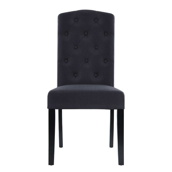 Artiss 2x Dining Chairs French Provincial Fabric Padded High Back Pine Wood Grey freeshipping - Awezingly