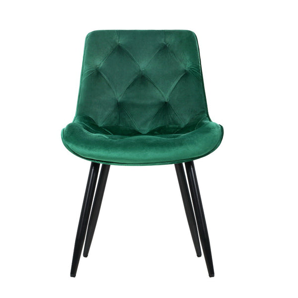 Artiss Starlyn Dining Chairs Kitchen Chairs Velvet Padded Seat Set of 2 Green Artiss