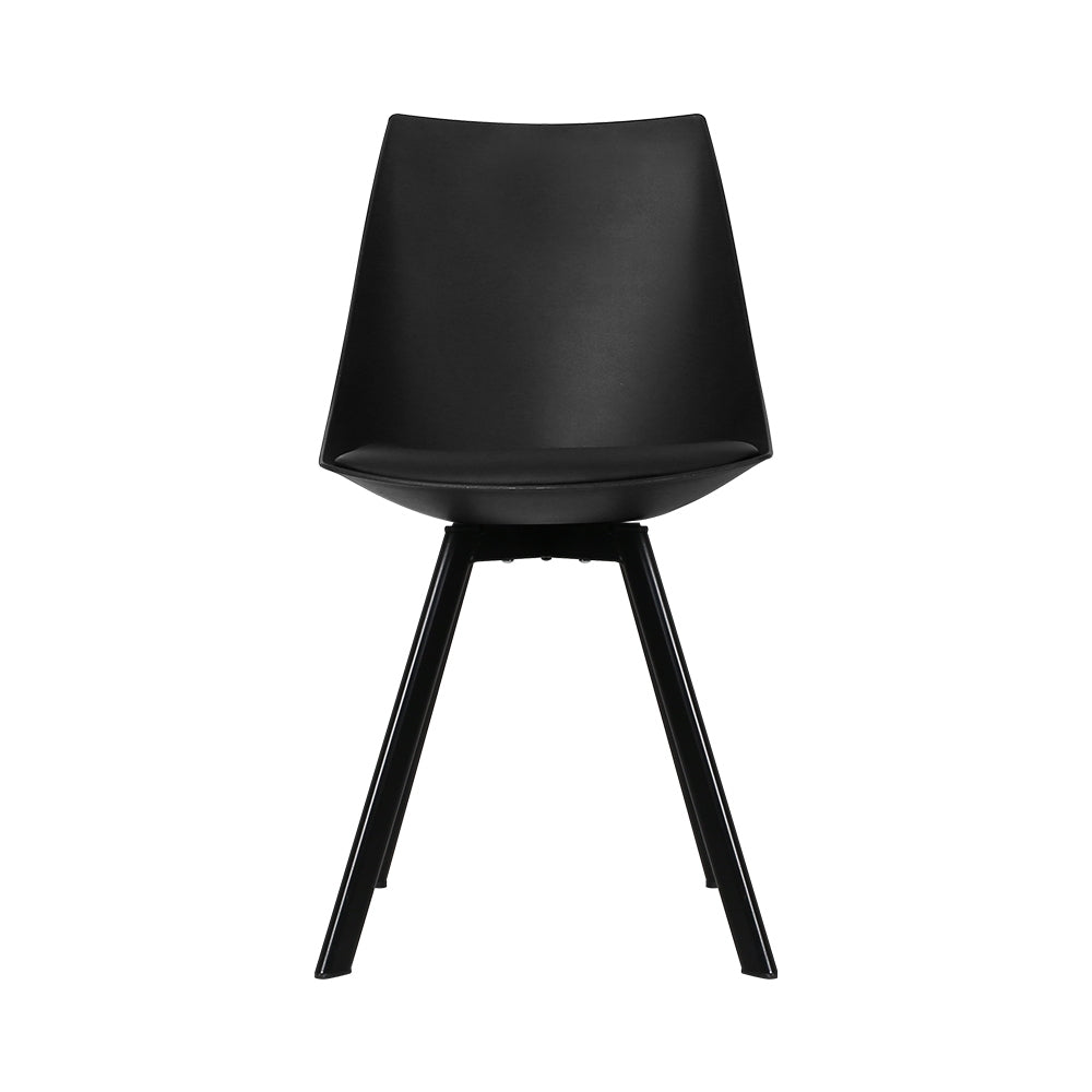 Artiss Lylette Dining Chairs Cafe Chairs PU Leather Padded Seat Set of 2 Black Artiss