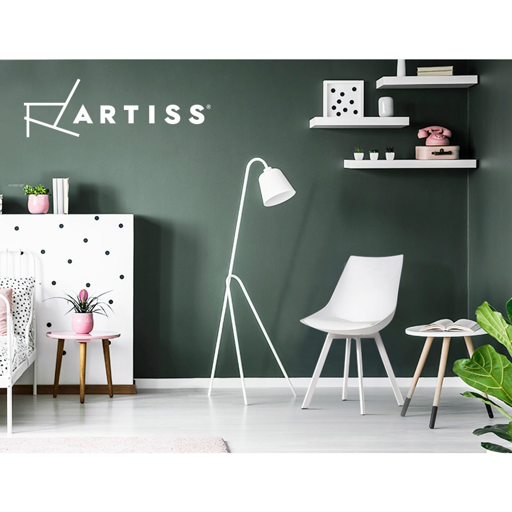 Artiss Lylette Dining Chairs Cafe Chairs PU Leather Padded Seat Set of 2 White Artiss