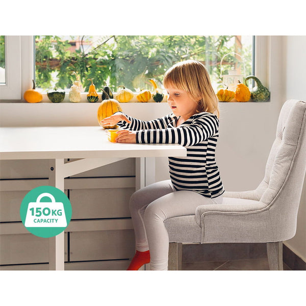 Artiss 2x Dining Chair Beige CAYES French Provincial Chairs Wooden Fabric Retro Cafe freeshipping - Awezingly