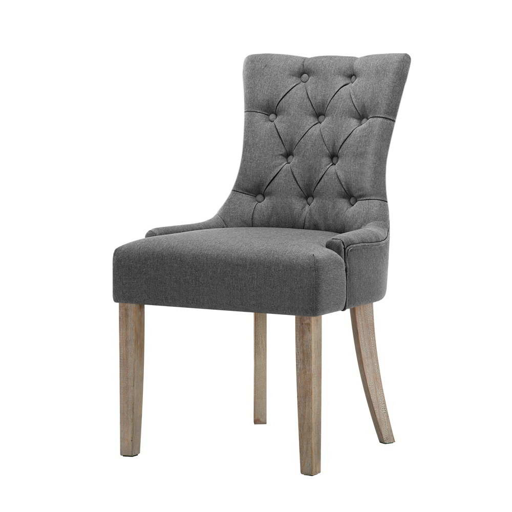 Artiss 2x Dining Chair CAYES French Provincial Chairs Wooden Fabric Retro Cafe freeshipping - Awezingly