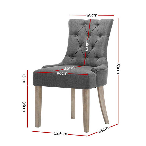 Artiss 2x Dining Chair CAYES French Provincial Chairs Wooden Fabric Retro Cafe freeshipping - Awezingly