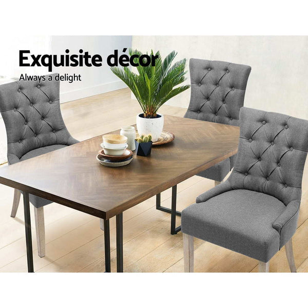 Artiss 2x Dining Chair CAYES French Provincial Chairs Wooden Fabric Retro Cafe freeshipping - Awezingly