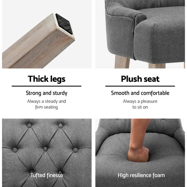 Artiss 2x Dining Chair CAYES French Provincial Chairs Wooden Fabric Retro Cafe freeshipping - Awezingly