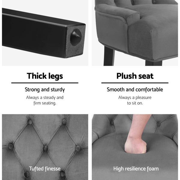 Artiss 2x Dining Chairs French Provincial Retro Chair Wooden Velvet Fabric Grey freeshipping - Awezingly