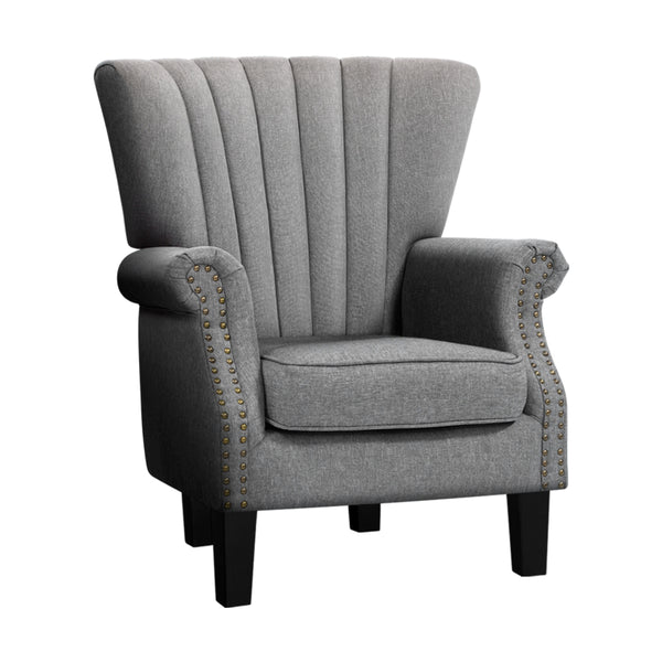 Artiss Upholstered Fabric Armchair Accent Tub Chairs Modern seat Sofa Lounge Grey freeshipping - Awezingly
