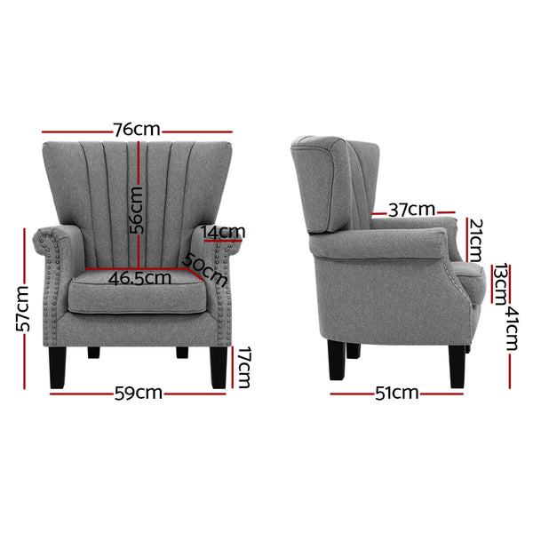 Artiss Upholstered Fabric Armchair Accent Tub Chairs Modern seat Sofa Lounge Grey freeshipping - Awezingly