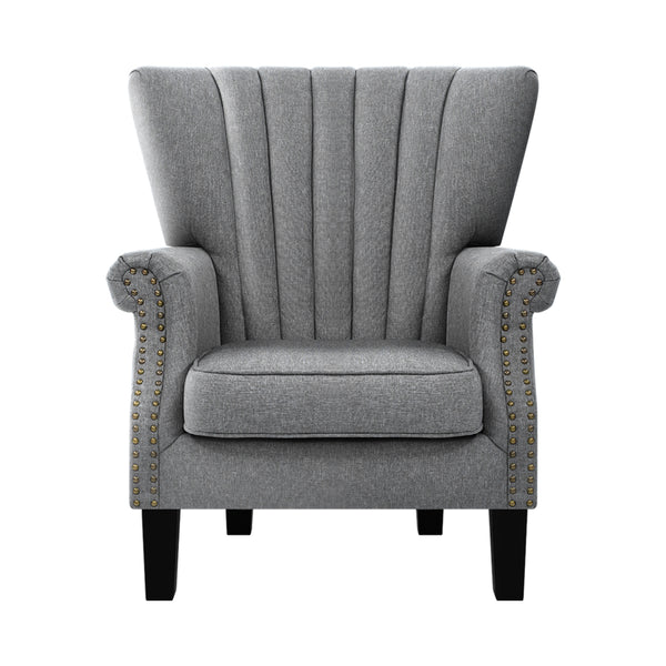 Artiss Upholstered Fabric Armchair Accent Tub Chairs Modern seat Sofa Lounge Grey freeshipping - Awezingly