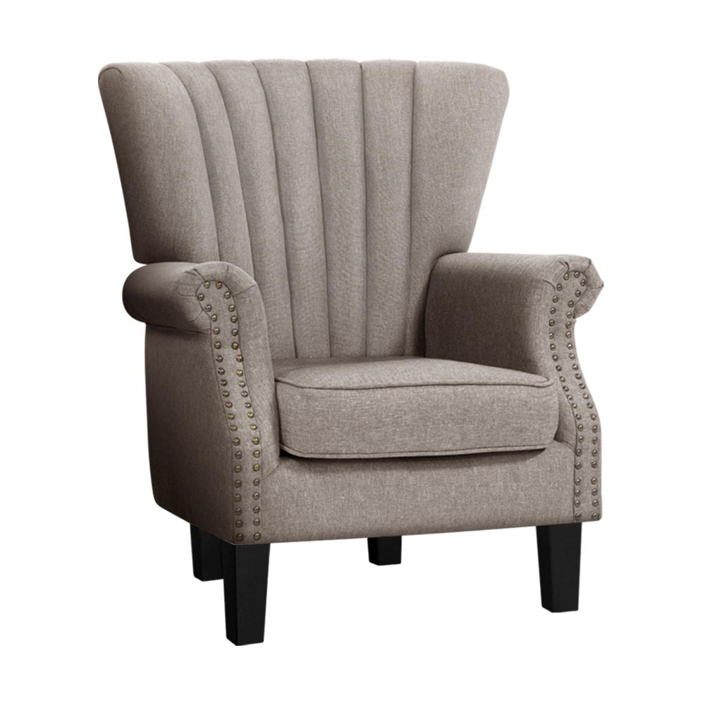 Artiss Armchair Lounge Chair Accent Chairs Armchairs Fabric Single Sofa Beige freeshipping - Awezingly