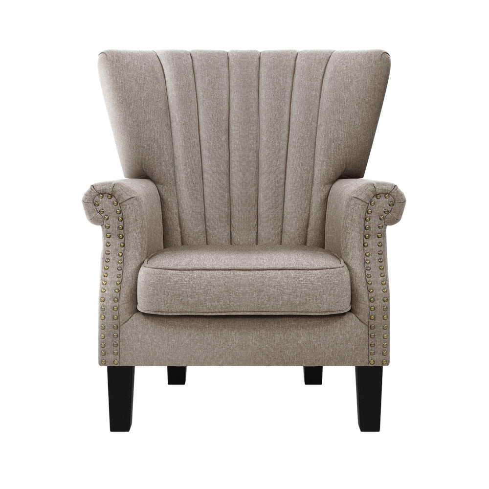 Artiss Armchair Lounge Chair Accent Chairs Armchairs Fabric Single Sofa Beige freeshipping - Awezingly