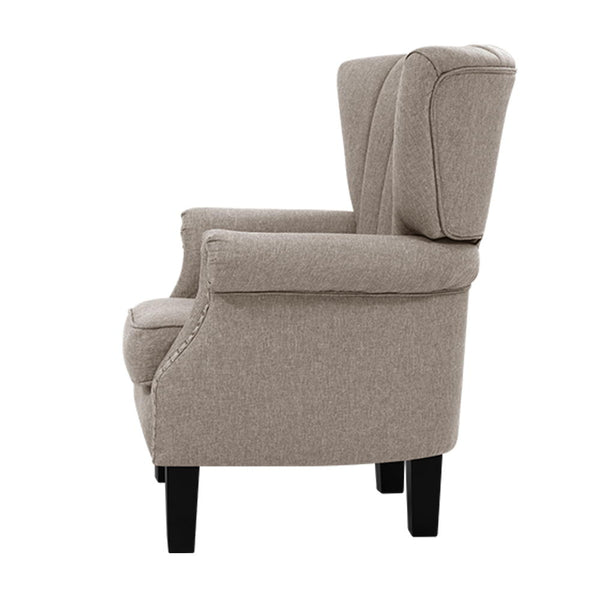 Artiss Armchair Lounge Chair Accent Chairs Armchairs Fabric Single Sofa Beige freeshipping - Awezingly