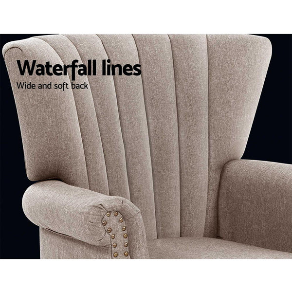 Artiss Armchair Lounge Chair Accent Chairs Armchairs Fabric Single Sofa Beige freeshipping - Awezingly