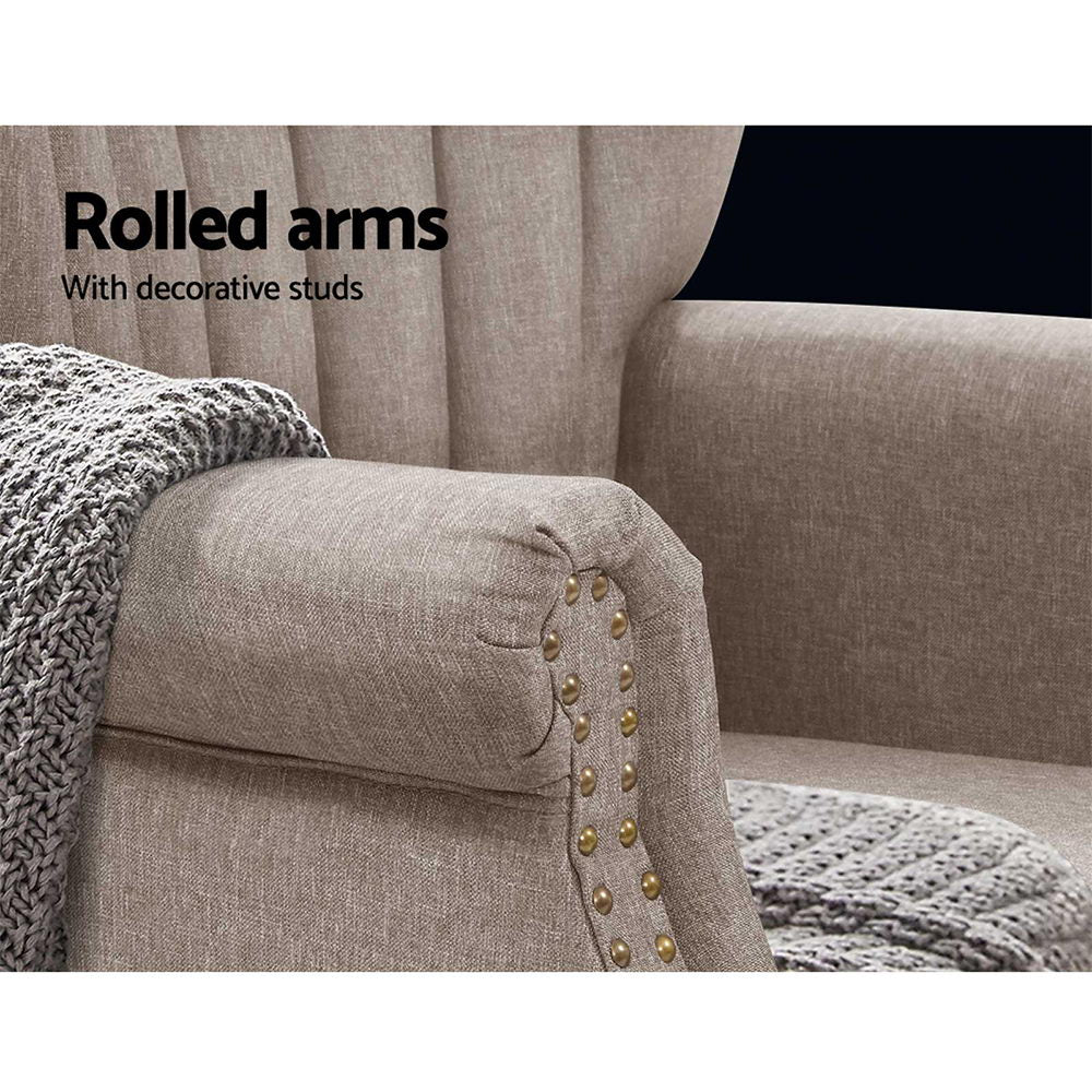 Artiss Armchair Lounge Chair Accent Chairs Armchairs Fabric Single Sofa Beige freeshipping - Awezingly