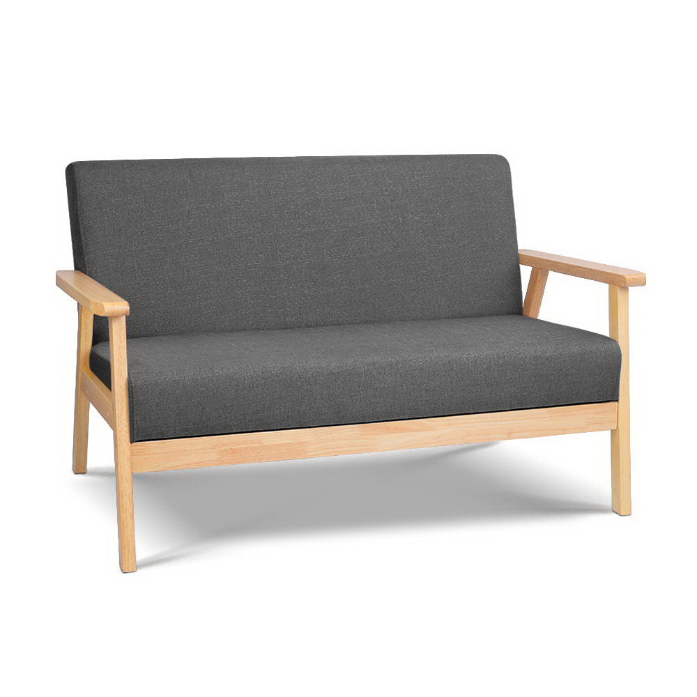 Artiss 2 Seater Fabric Sofa Chair - Grey freeshipping - Awezingly