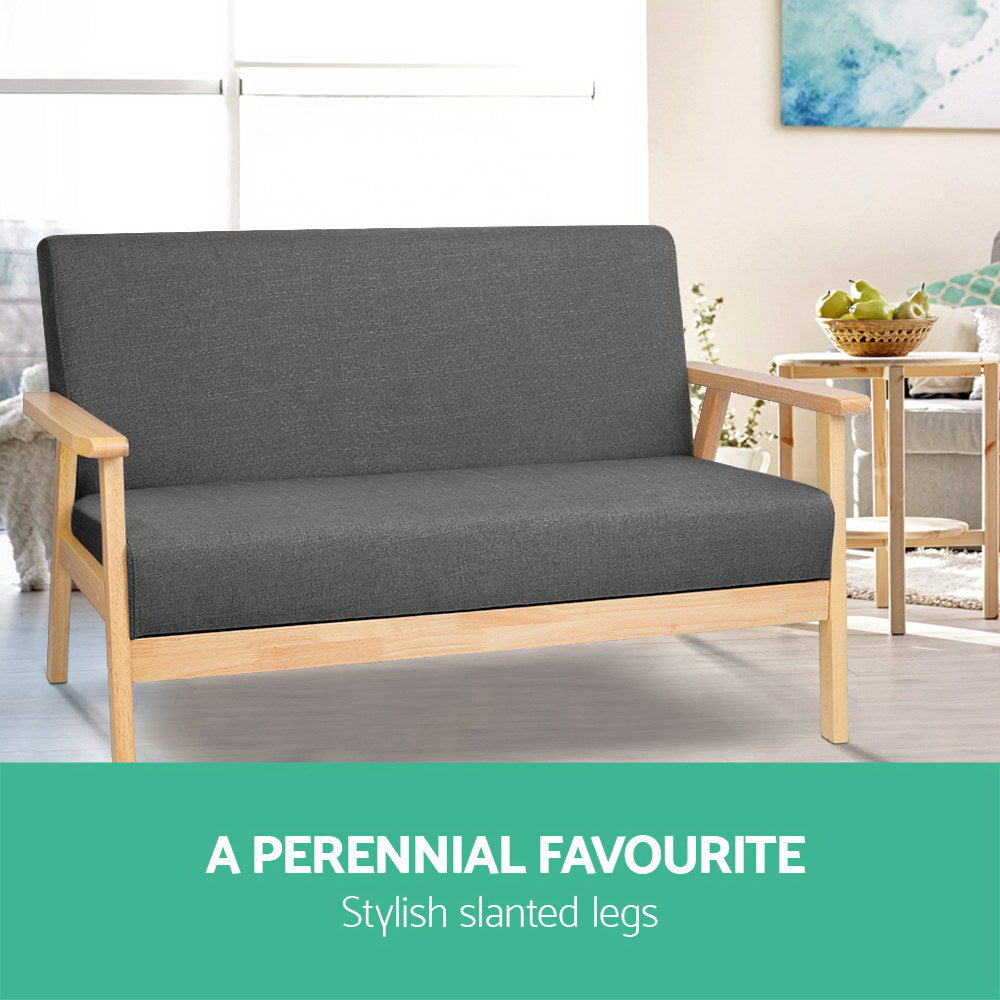Artiss 2 Seater Fabric Sofa Chair - Grey freeshipping - Awezingly