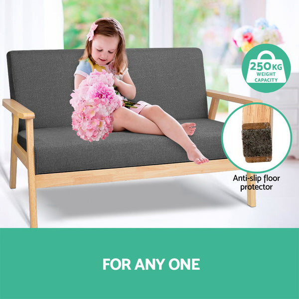 Artiss 2 Seater Fabric Sofa Chair - Grey freeshipping - Awezingly