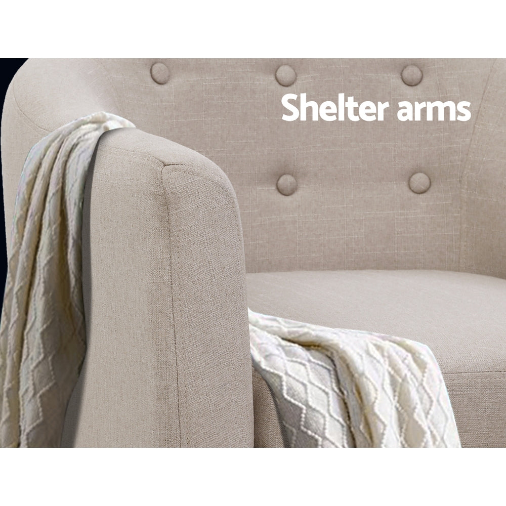 Artiss ADORA Armchair Tub Chair Single Accent Armchairs Sofa Lounge Fabric Beige freeshipping - Awezingly