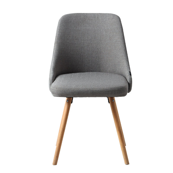 Artiss 2x Replica Dining Chairs Beech Wooden Timber Chair Kitchen Fabric Grey freeshipping - Awezingly