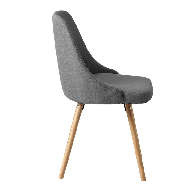 Artiss 2x Replica Dining Chairs Beech Wooden Timber Chair Kitchen Fabric Grey freeshipping - Awezingly