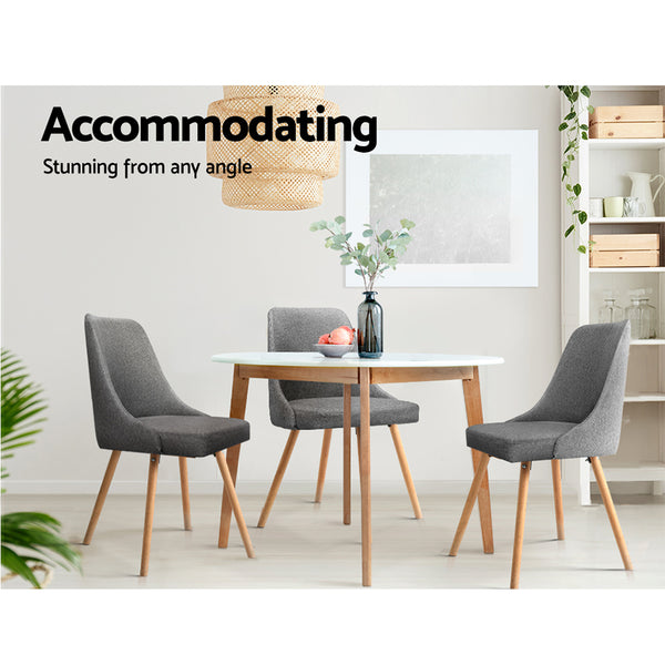 Artiss 2x Replica Dining Chairs Beech Wooden Timber Chair Kitchen Fabric Grey freeshipping - Awezingly