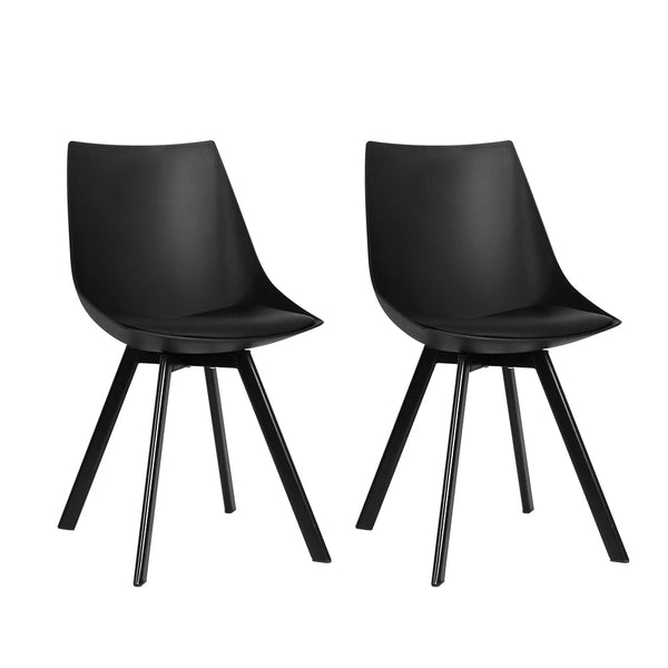 Artiss Lylette Dining Chairs Cafe Chairs PU Leather Padded Seat Set of 2 Black Artiss