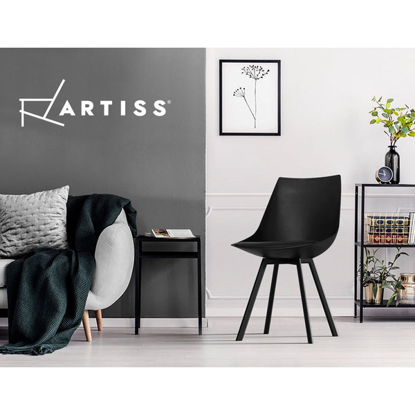 Artiss Lylette Dining Chairs Cafe Chairs PU Leather Padded Seat Set of 2 Black Artiss