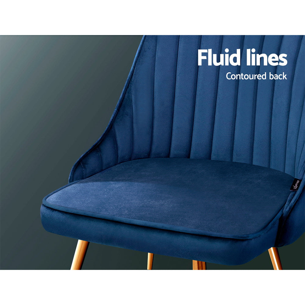 Artiss Set of 2 Dining Chairs Retro Chair Cafe Kitchen Modern Metal Legs Velvet Blue freeshipping - Awezingly