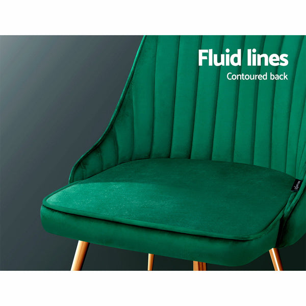 Artiss Set of 2 Dining Chairs Retro Chair Cafe Kitchen Modern Metal Legs Velvet Green freeshipping - Awezingly