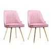 2 x Artiss Dining Chairs Retro Chair Modern Iron Legs Velvet Pink