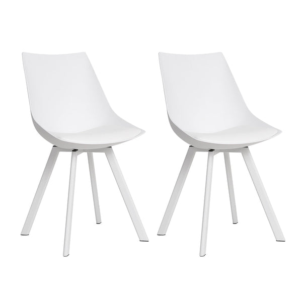 Artiss Lylette Dining Chairs Cafe Chairs PU Leather Padded Seat Set of 2 White Artiss