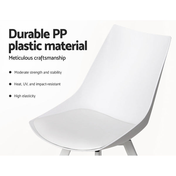 Artiss Lylette Dining Chairs Cafe Chairs PU Leather Padded Seat Set of 2 White Artiss