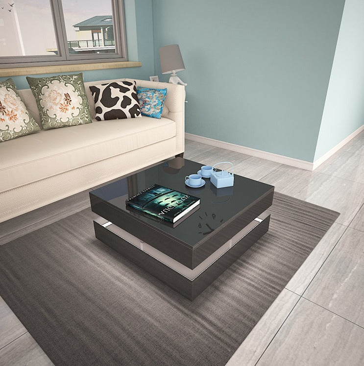 Modern Large High Gloss Coffee Table With LED Lights Black Does not apply