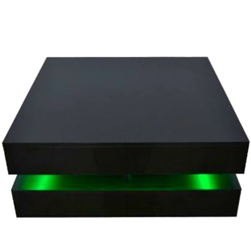 Modern Large High Gloss Coffee Table With LED Lights Black Does not apply