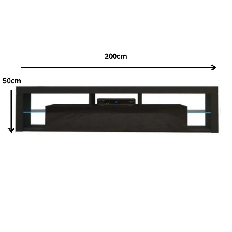 Modern TV Cabinet Living Room Furniture 200cm Black Artiss