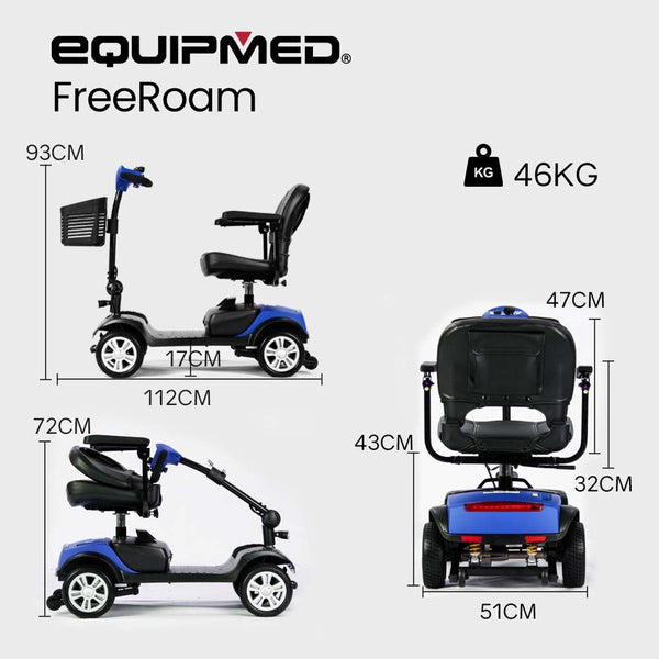 EQUIPMED Mobility Scooter Electric Motorised 4 Wheel Power Portable Folding EQUIPMED