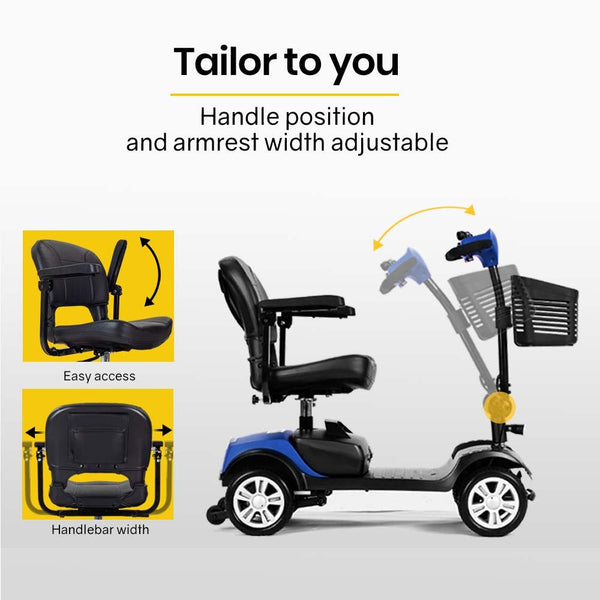 EQUIPMED Mobility Scooter Electric Motorised 4 Wheel Power Portable Folding EQUIPMED