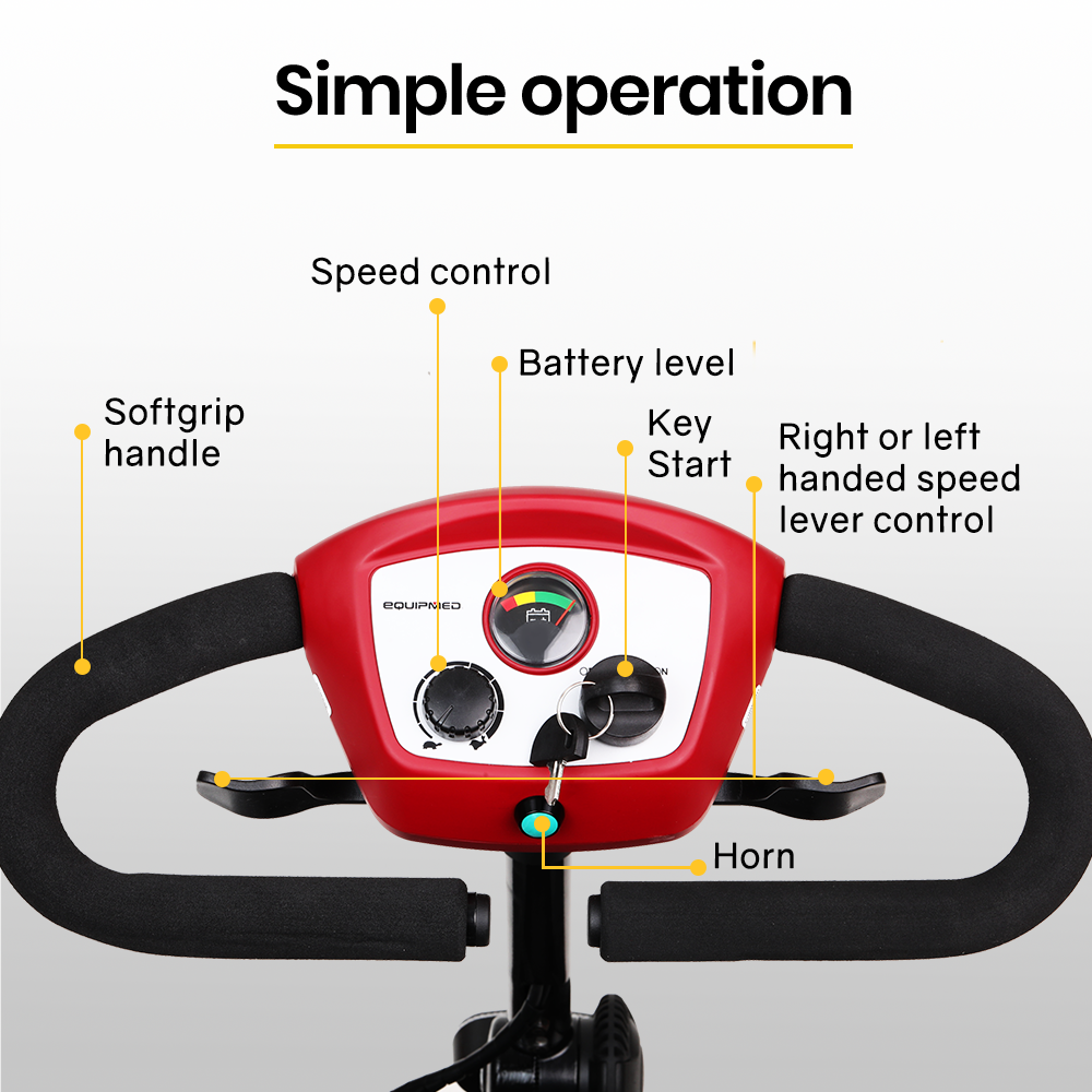 EQUIPMED Mobility Scooter Electric Motorised Power Portable 4 Wheel Folding EQUIPMED