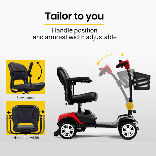 EQUIPMED Mobility Scooter Electric Motorised Power Portable 4 Wheel Folding EQUIPMED