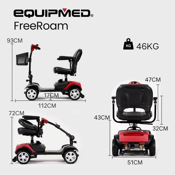 EQUIPMED Mobility Scooter Electric Motorised Power Portable 4 Wheel Folding EQUIPMED