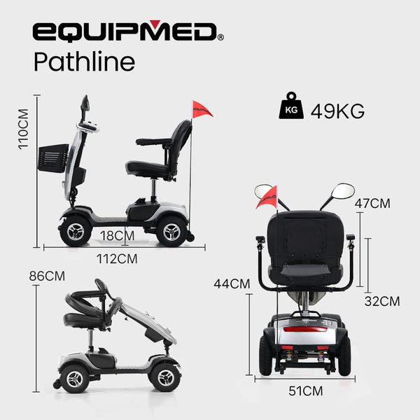 EQUIPMED Mobility Scooter Electric Motorized Ride On E-Scooter for Elderly Older Adult Handicap Aid EQUIPMED
