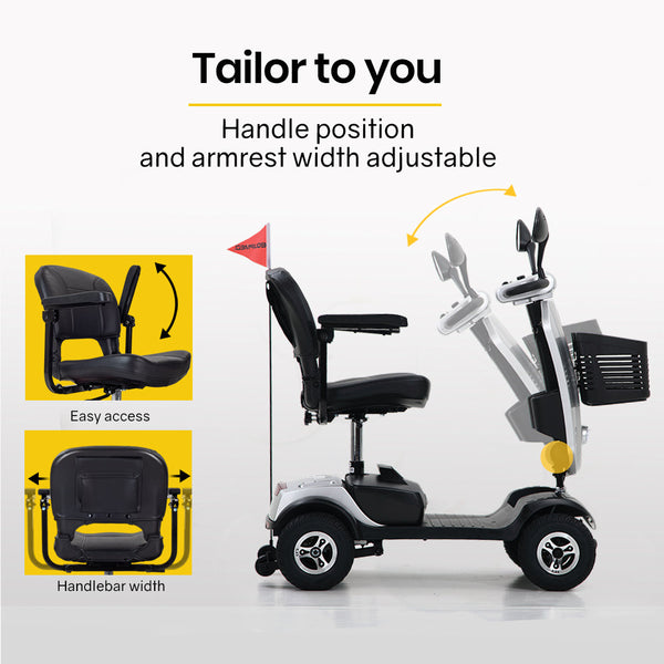 EQUIPMED Mobility Scooter Electric Motorized Ride On E-Scooter for Elderly Older Adult Handicap Aid EQUIPMED