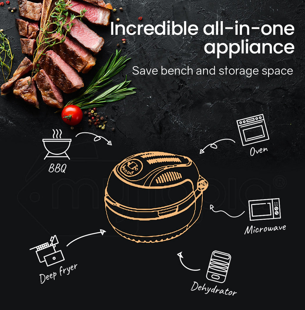 EUROCHEF 10L Electric Digital Air Fryer with Rotisserie, Rotating Fry Basket, Rack and Tongs, White EuroChef
