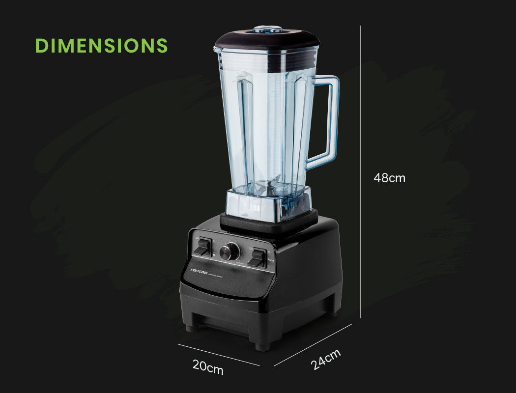POLYCOOL 2L Commercial Blender Mixer Food Processor Smoothie Ice Crush Black Polycool